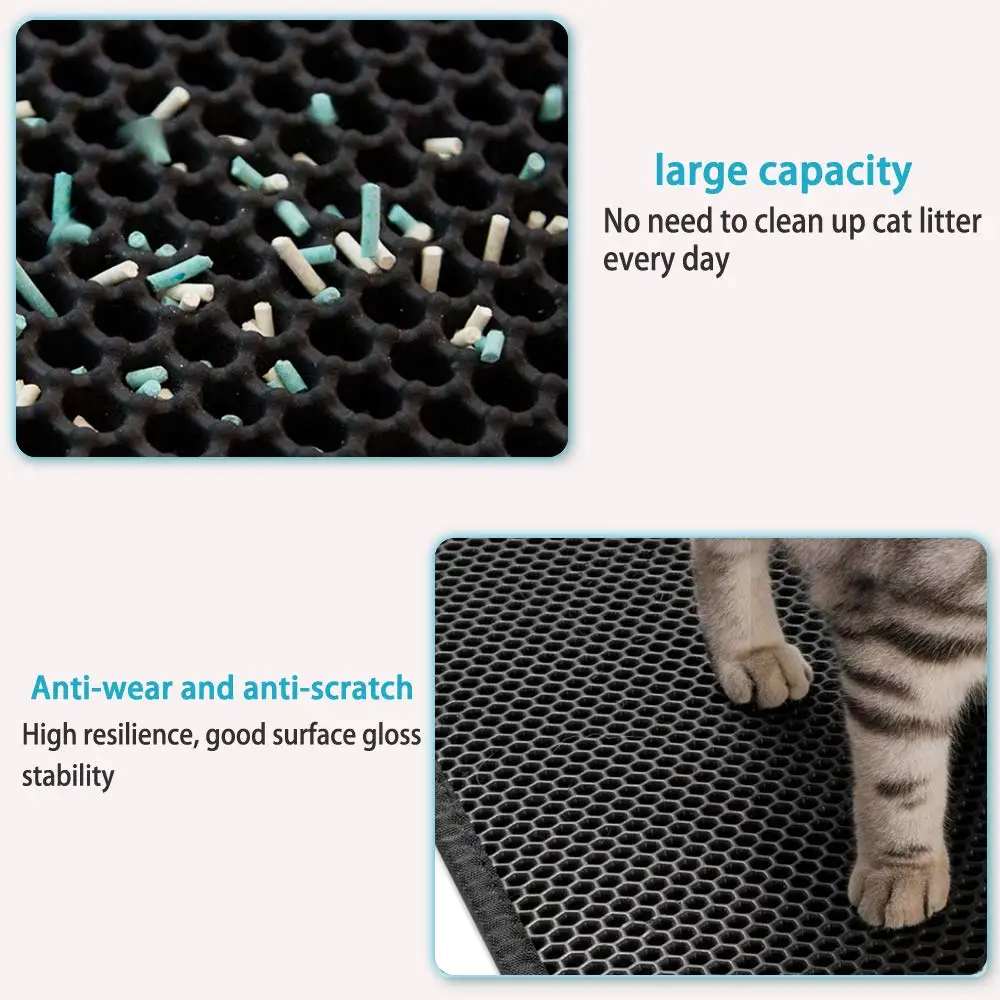 Cat Litter Mat Waterproof Urine Proof Kitty Litter Mat Honeycomb Double Layer Litter Box Mat Skidproof Soft EVA Cat Litter Mat - Image 4