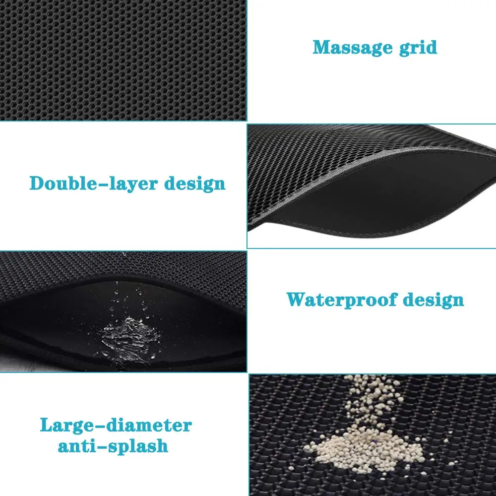 Cat Litter Mat Waterproof Urine Proof Kitty Litter Mat Honeycomb Double Layer Litter Box Mat Skidproof Soft EVA Cat Litter Mat - Image 5