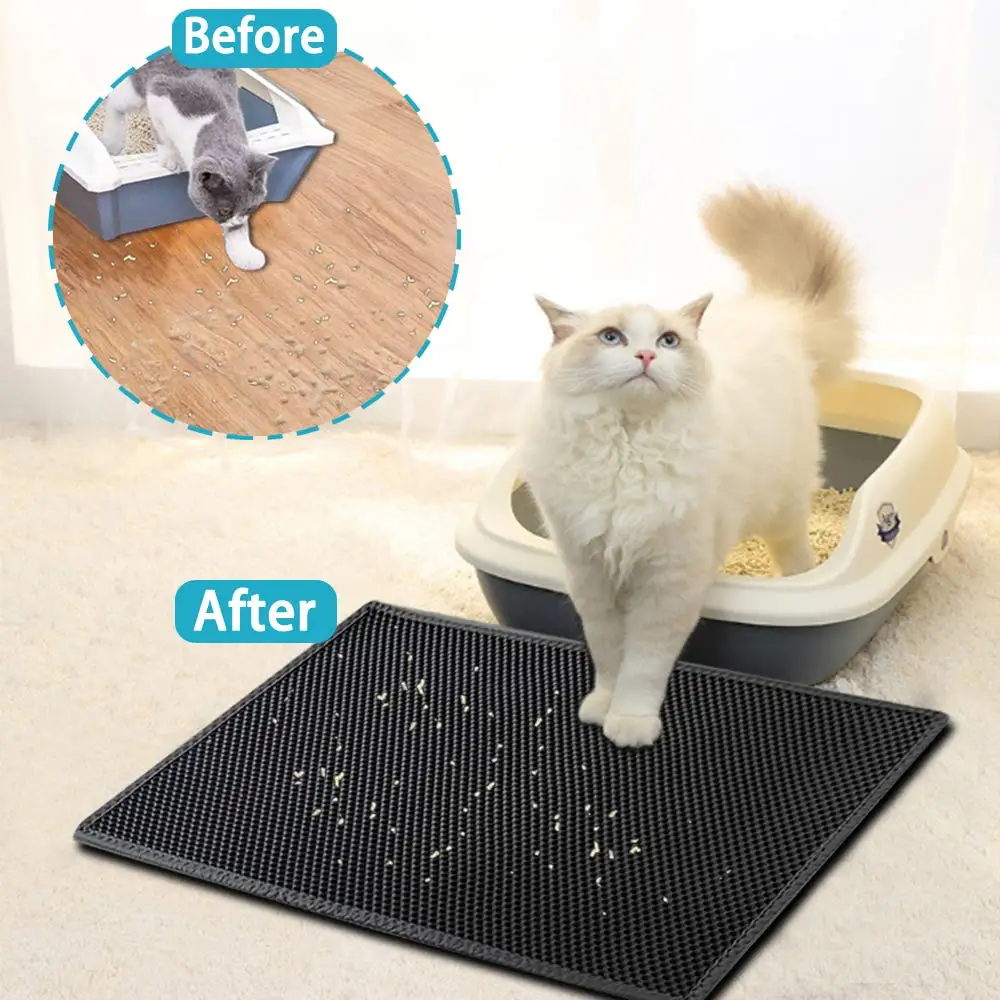 Cat Litter Mat Waterproof Urine Proof Kitty Litter Mat Honeycomb Double Layer Litter Box Mat Skidproof Soft EVA Cat Litter Mat - Image 2